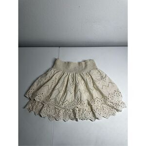 Zara Cream Eyelet Tiered Mini Skirt